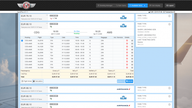 AgentPlus NDC booking platform with Air France-KLM fares